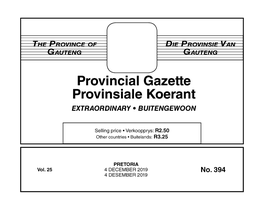 Provincial Gazette Provinsiale Koerant EXTRAORDINARY • BUITENGEWOON