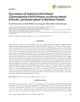 Zymoseptoria Tritici) Disease on Durum Wheat, Triticale, and Bread Wheat in Northern Tunisia