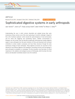 Sophisticated Digestive Systems in Early Arthropods