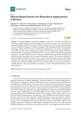 Silicon-Based Sensors for Biomedical Applications: a Review