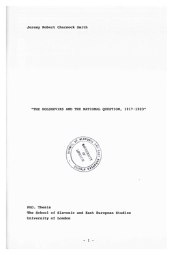 The Bolsheviks and the National Question, 1917-1923