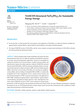 NASICON-Structured Nati2(PO4)3 for Sustainable Energy Storage