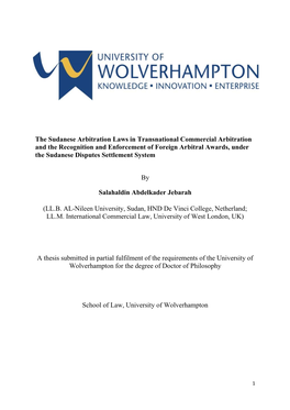 Chapter 3 a Critical Examination of the Sudanese Arbitration Act 2016