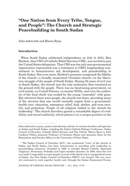 The Church and Strategic Peacebuilding in South Sudan