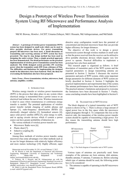 Design a Prototype of Wireless Power Transmission System Using RF/Microwave and Performance Analysis of Implementation