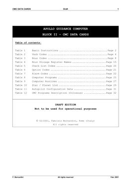 Apollo 15 CMC Data Cards