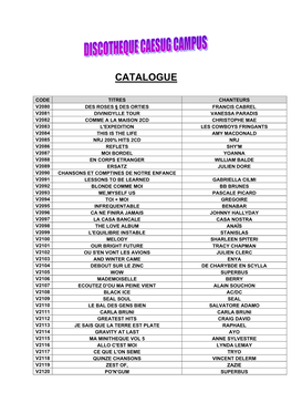 Catalogue CD