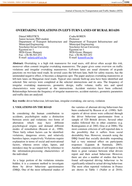 Overtaking Violations in Left-Turn Lanes of Rural Roads
