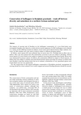 Conservation of Leafhoppers in Floodplain Grasslands – Trade-Off