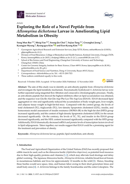 Exploring the Role of a Novel Peptide from Allomyrina Dichotoma Larvae in Ameliorating Lipid Metabolism in Obesity