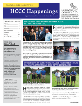 AUGUST 2017 HCCC Happenings a Publication of the Communications Department
