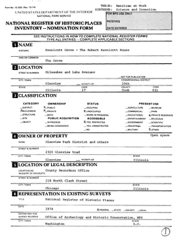 National Register of Historic Places Inventory -- Nomination Form