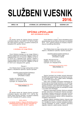 Općina Lipovljani Akti Općinskog Vijeća