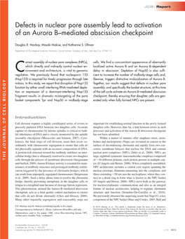 Defects in Nuclear Pore Assembly Lead to Activation of an Aurora B–Mediated Abscission Checkpoint