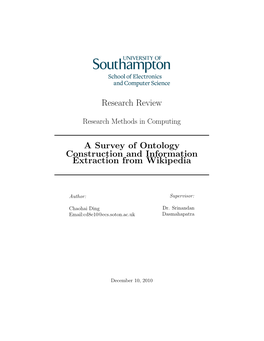 Research Review a Survey of Ontology Construction And