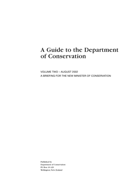 A Guide to the Department of Conservation. Volume