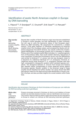 Identification of Exotic North American Crayfish in Europe by DNA Barcoding