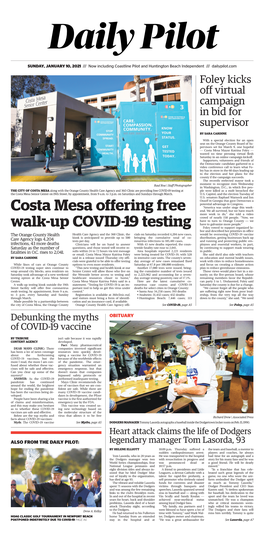 Costa Mesa Offering Free Walk-Up COVID-19 Testing