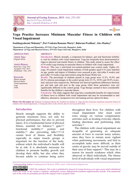 Yoga Practice Increases Minimum Muscular Fitness in Children with Visual Impairment