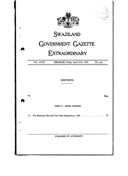 Swaziland Government Gazette Extraordinary