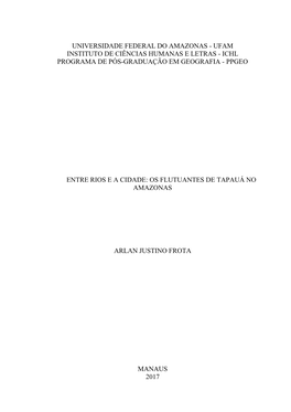 Entre Rios E a Cidade: Os Flutuantes De Tapauá No Amazonas