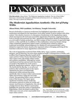 The Modernist Appalachian Aesthetic: the Art of Patty Willis,” Panorama: Journal of the Association of Historians of American Art 6, No