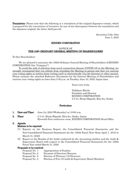 NOTICE of the 106Th ORDINARY GENERAL MEETING of SHAREHOLDERS