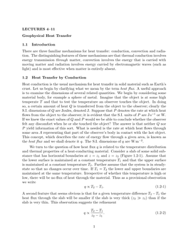 LECTURES 4–11 Geophysical Heat Transfer 1.1 Introduction There Are