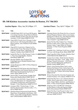 548 Kitchen Accessories Auction in Denton, TX 7/06/2021