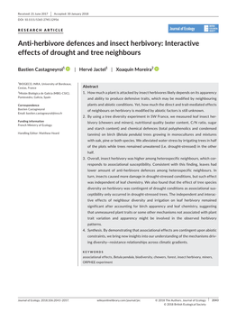 Anti‐Herbivore Defences and Insect Herbivory