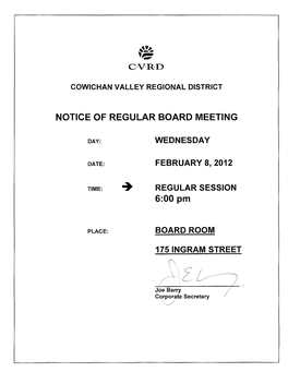 Notice of Regular Board Meeting