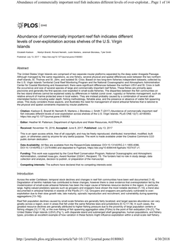 Abundance of Commercially Important Reef Fish Indicates Different Levels of Over-Exploitat