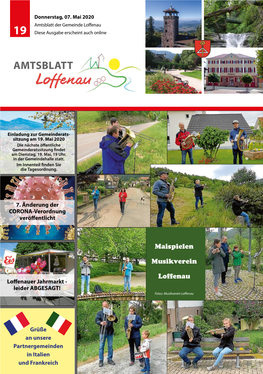 Amtsblatt Der Gemeinde Loffenau 19 Diese Ausgabe Erscheint Auch Online