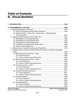 Table of Contents D. Visual Qualities