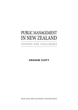 Public Management in New Zealand Lessons and Challenges