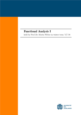 Functional Analysis I Held by Prof