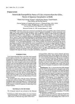 Insecticide Susceptibility Status of Culex Tritaeniorhynchus Giles