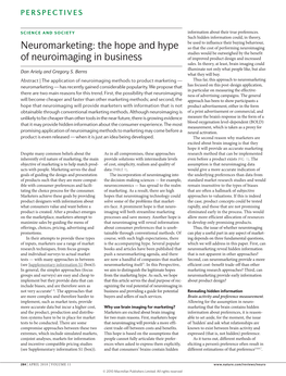 Neuromarketing: the Hope and Hype of Neuroimaging in Business