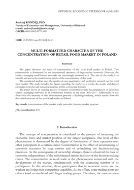 Multi-Formatted Character of the Concentration of Retail Food Market in Poland