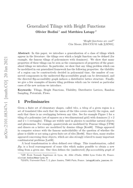 Generalized Tilings with Height Functions Arxiv:2101.08347V1