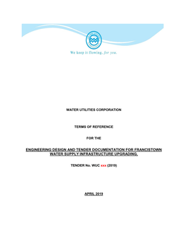 Engineering Design and Tender Documentation for Francistown Water Supply Infrastructure Upgrading