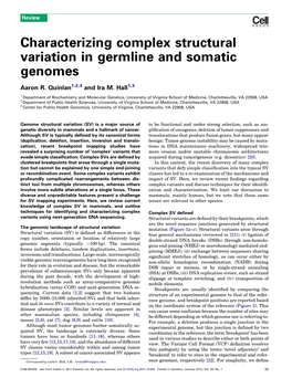 Characterizing Complex Structural Variation in Germline and Somatic Genomes