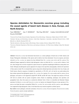 Species Delimitation for Neonectria Coccinea Group Including the Causal Agents of Beech Bark Disease in Asia, Europe, and North America
