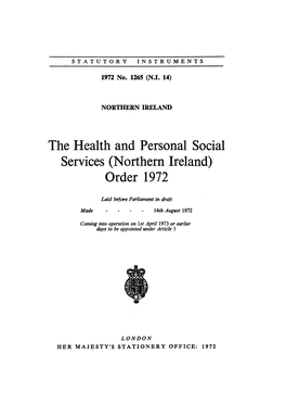 The Health and Personal Social Services (Northern Ireland) Order 1972