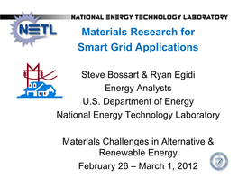 Materials Research for Smart Grid Applications