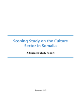 Scoping Study on the Culture Sector in Somalia