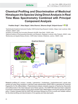 Chemical Profiling and Discrimination of Medicinal Himalayan Iris Species