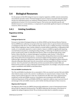 3.4 Biological Resources for the Purpose of This EIR, Biological Resources Comprise Vegetation, Wildlife, Natural Communities, and Wetlands and Other Waters