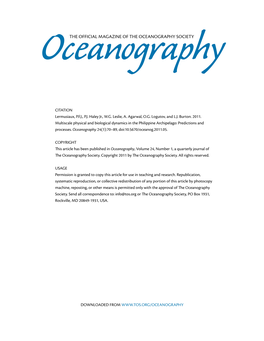 THE OFFICIAL Magazine of the OCEANOGRAPHY SOCIETY