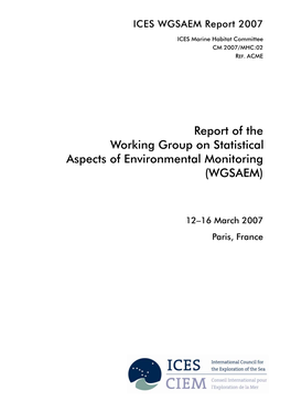 Report of the Working Group on Statistical Aspects of Environmental Monitoring (WGSAEM)
